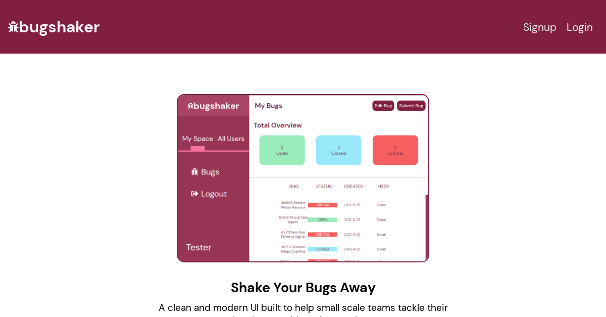 bugshaker | Bug Tracker